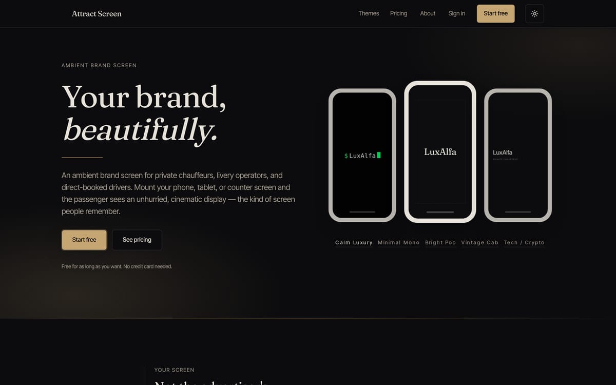 Attract Screen website, designed and built by MySiteHandled.com