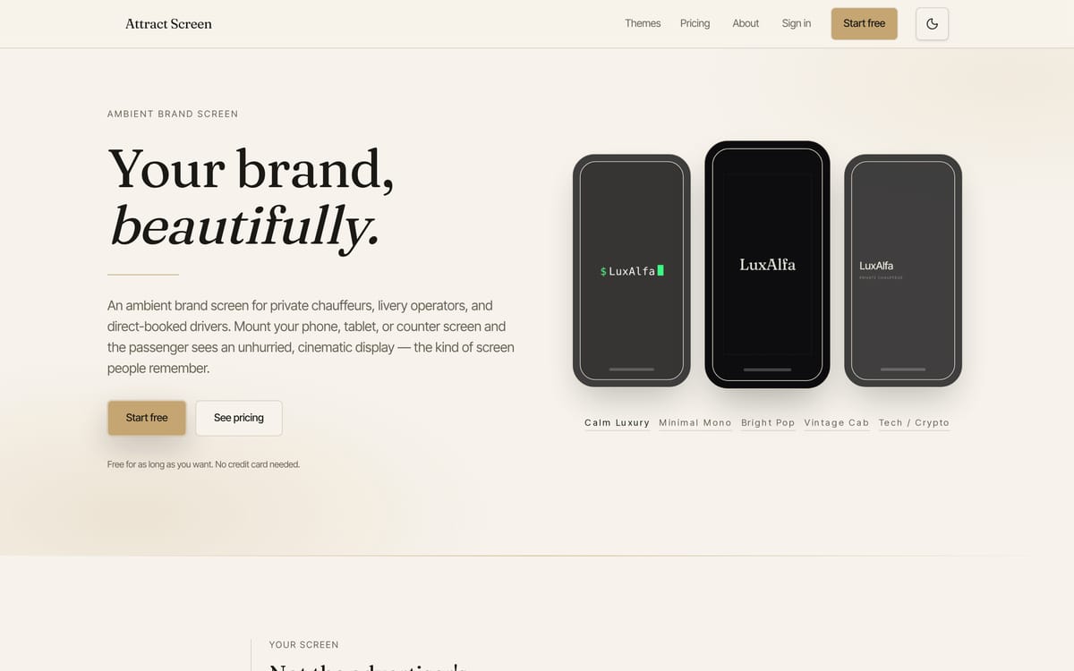 Attract Screen website, designed and built by MySiteHandled.com