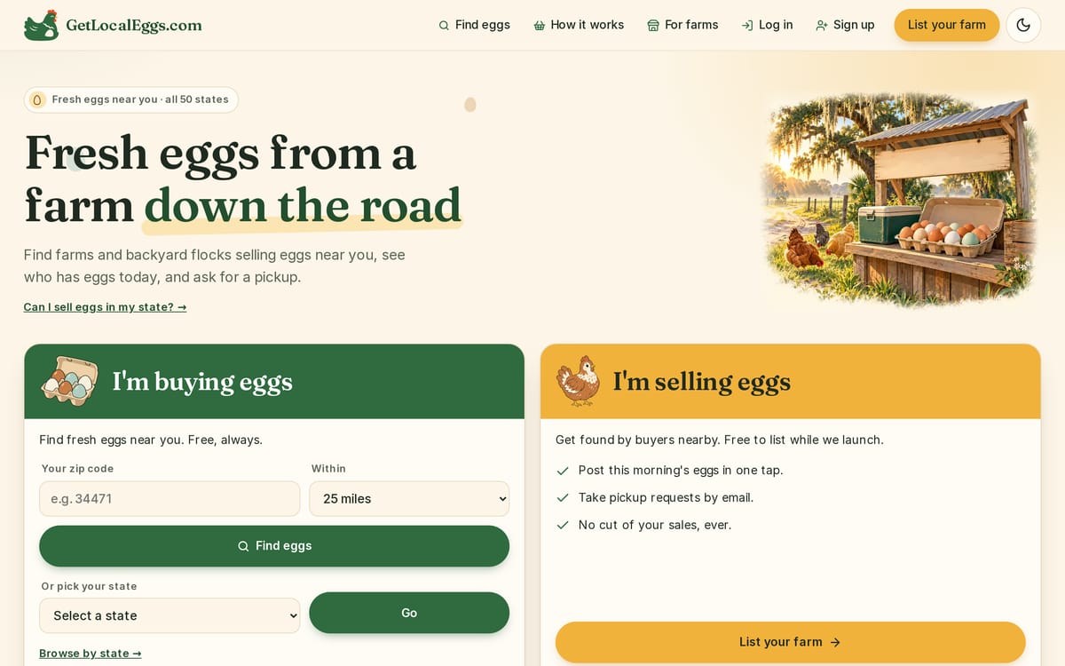 GetLocalEggs.com website, designed and built by MySiteHandled.com
