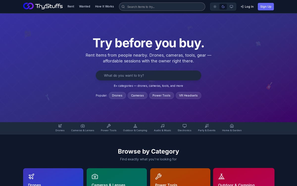 TryStuffs website, designed and built by MySiteHandled.com