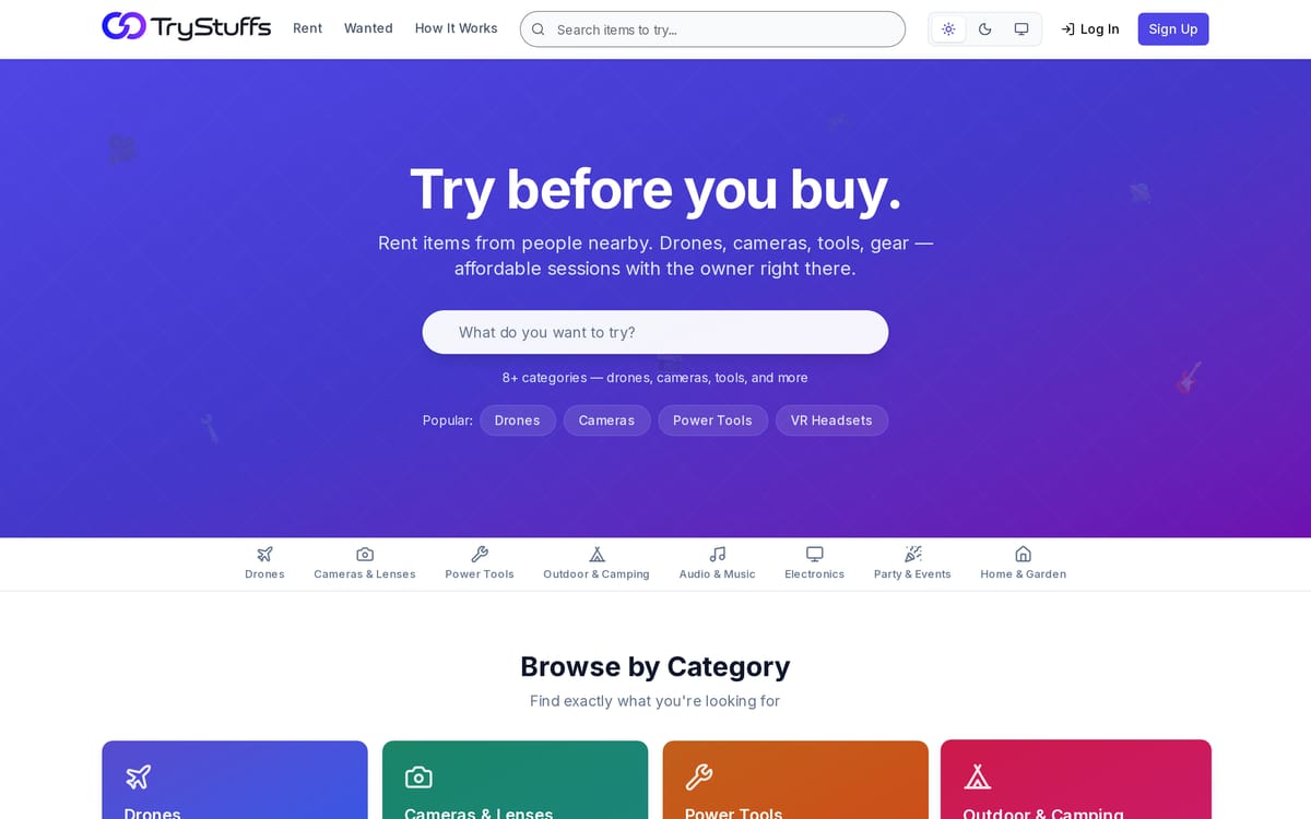 TryStuffs website, designed and built by MySiteHandled.com