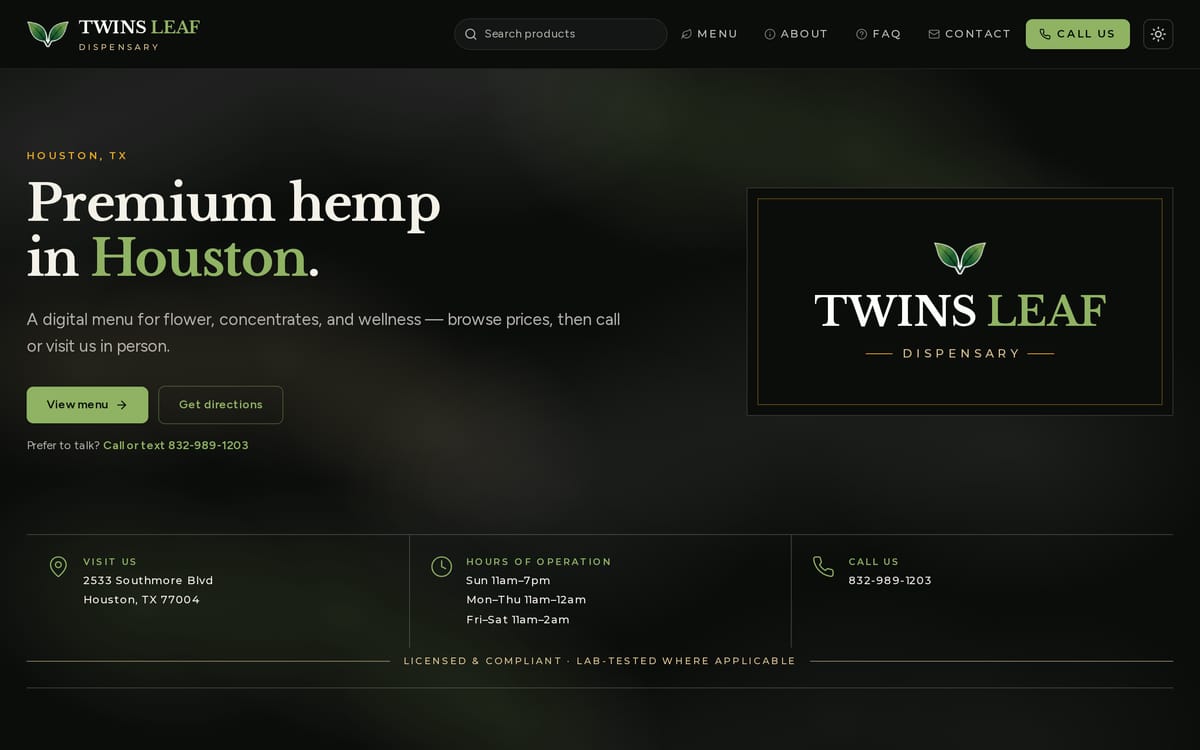 Twins Leaf website, designed and built by MySiteHandled.com
