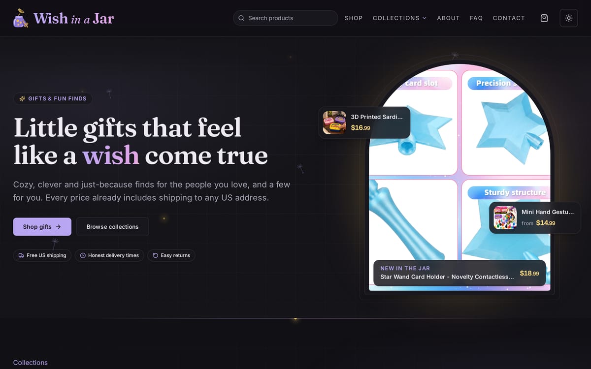 Wish in a Jar website, designed and built by MySiteHandled.com