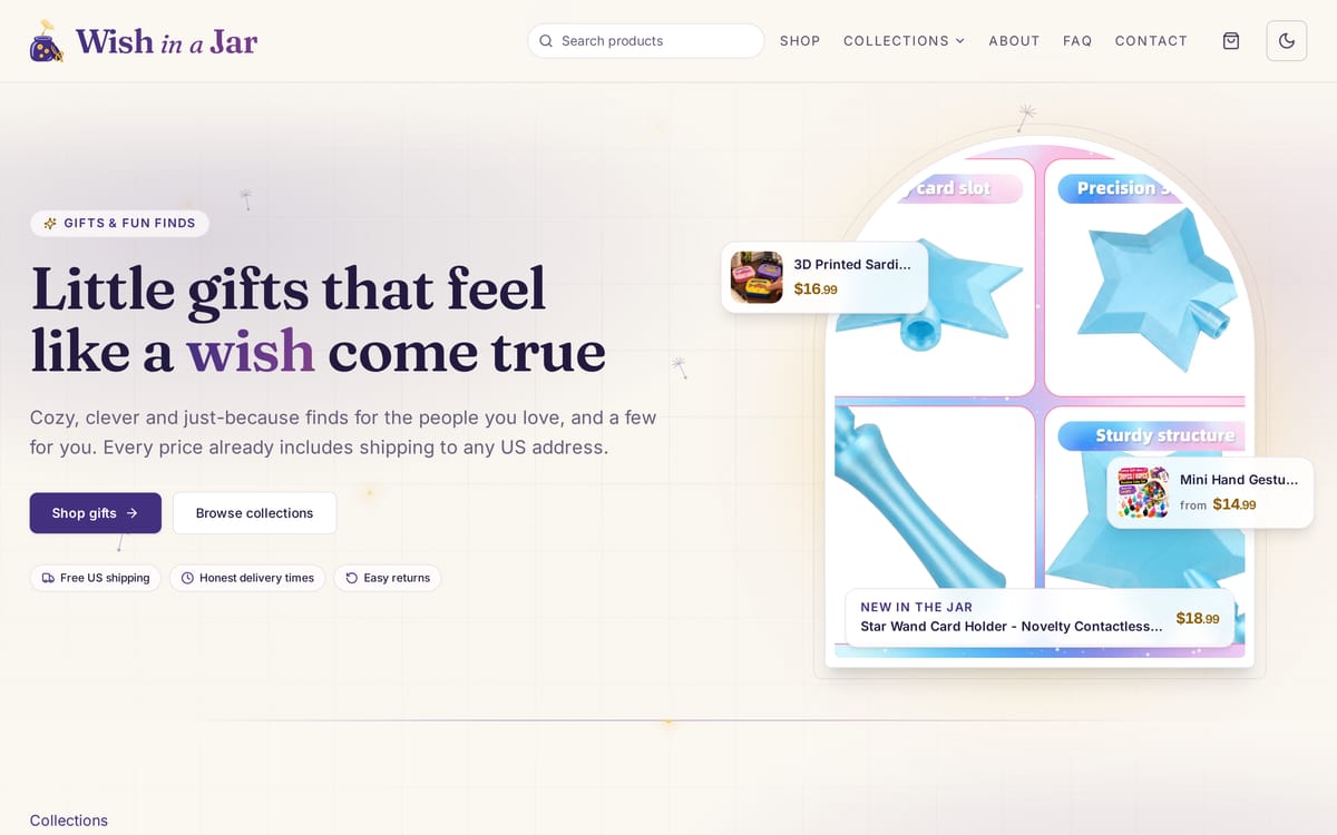 Wish in a Jar website, designed and built by MySiteHandled.com